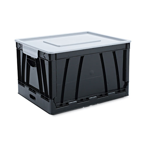 Picture of Collapsible Crate, Letter/Legal Files, 17.25" x 14.25" x 10.5", Black/Gray, 2/Pack