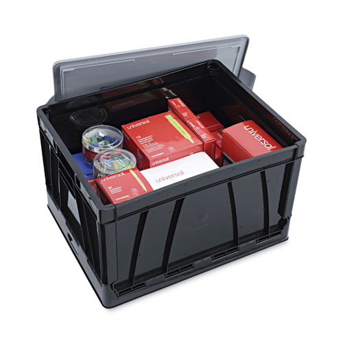 Picture of Collapsible Crate, Letter/Legal Files, 17.25" x 14.25" x 10.5", Black/Gray, 2/Pack