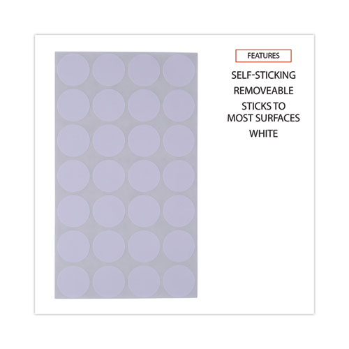 Picture of Self-Adhesive Removable Color-Coding Labels, 0.75" dia, White, 28/Sheet, 36 Sheets/Pack