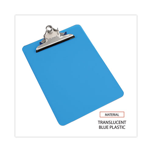 Picture of Plastic Clipboard with High Capacity Clip, 1.25" Clip Capacity, Holds 8.5 x 11 Sheets, Translucent Blue