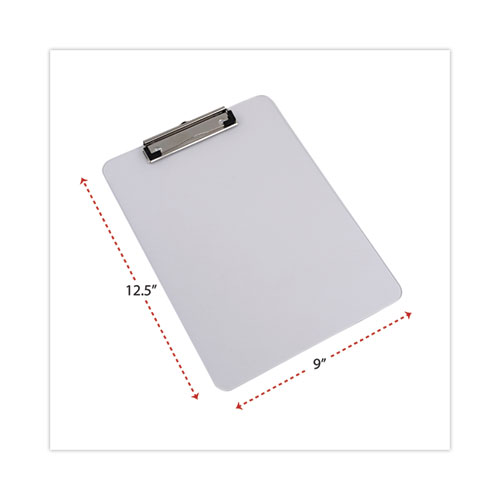 Picture of Plastic Clipboard with Low Profile Clip, 0.5" Clip Capacity, Holds 8.5 x 11 Sheets, Clear