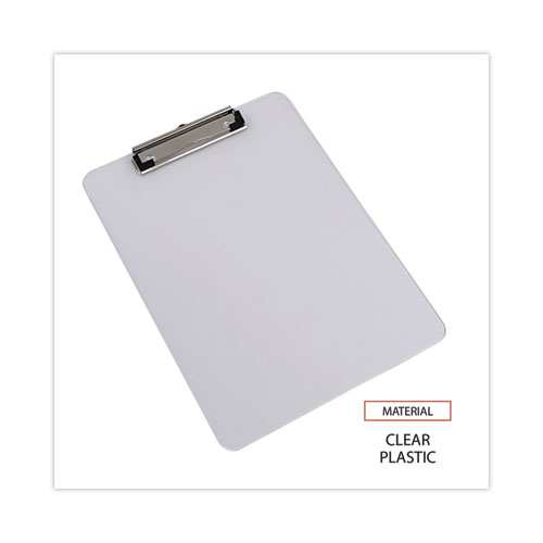 Picture of Plastic Clipboard with Low Profile Clip, 0.5" Clip Capacity, Holds 8.5 x 11 Sheets, Clear