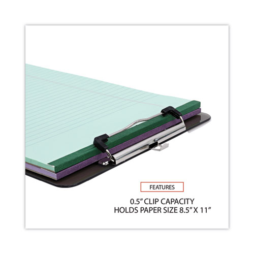 Picture of Plastic Clipboard with Low Profile Clip, 0.5" Clip Capacity, Holds 8.5 x 11 Sheets, Translucent Black