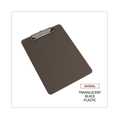 Picture of Plastic Clipboard with Low Profile Clip, 0.5" Clip Capacity, Holds 8.5 x 11 Sheets, Translucent Black