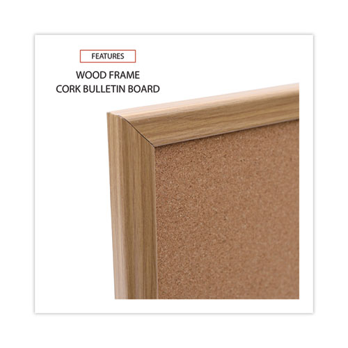 Picture of Cork Board with Oak Style Frame, 24" x 18", Tan Surface, Oak Finished Wood Frame