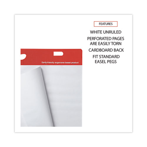 Picture of Renewable Resource Sugarcane Based Easel Pads, Unruled, 27 x 34, White, 50 Sheets, 2/Carton