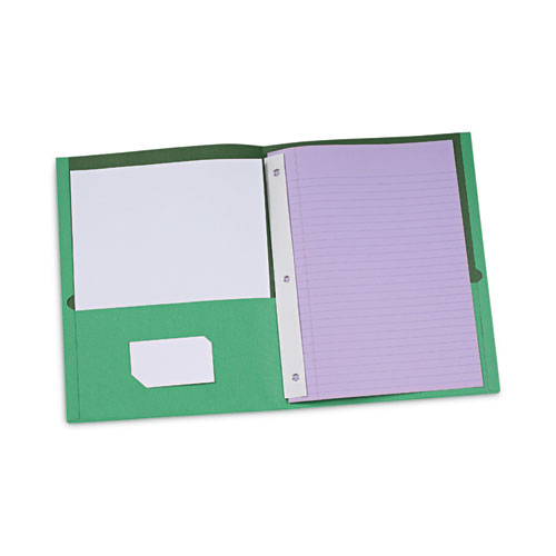 Picture of Two-Pocket Portfolios with Tang Fasteners, 0.5" Capacity, 11 x 8.5, Green, 25/Box