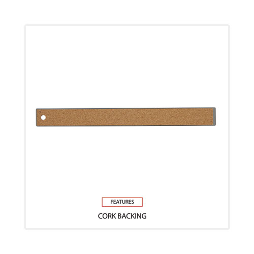 Picture of Stainless Steel Ruler with Cork Back and Hanging Hole, Standard/Metric, 12" Long