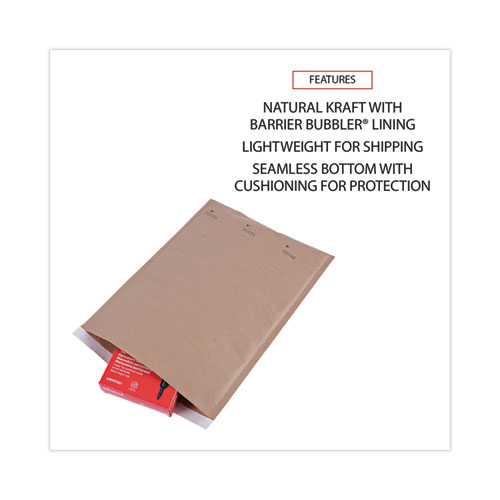 Picture of Natural Self-Seal Cushioned Mailer, #5, Barrier Bubble Air Cell Cushion, Self-Adhesive Closure, 10.5 x 16, Kraft, 80/Carton