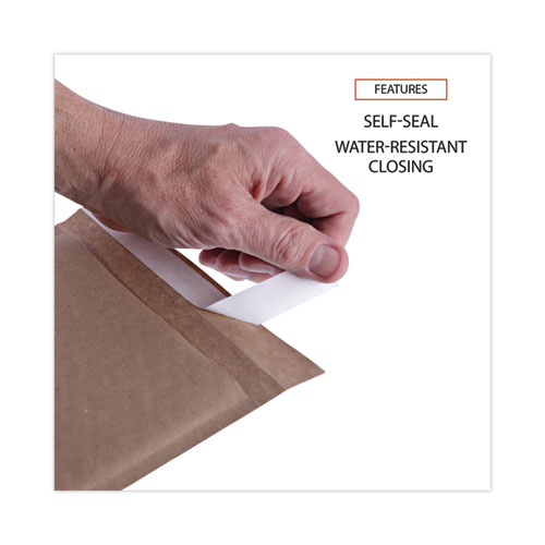 Picture of Natural Self-Seal Cushioned Mailer, #5, Barrier Bubble Air Cell Cushion, Self-Adhesive Closure, 10.5 x 16, Kraft, 80/Carton