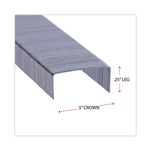 Picture of Standard Chisel Point Staples, 0.25" Leg, 0.5" Crown, Steel, 5,000/Box, 5 Boxes/Pack, 25,000/Pack