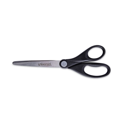 Picture of Stainless Steel Office Scissors, Pointed Tip, 7" Long, 3" Cut Length, Black Straight Handle