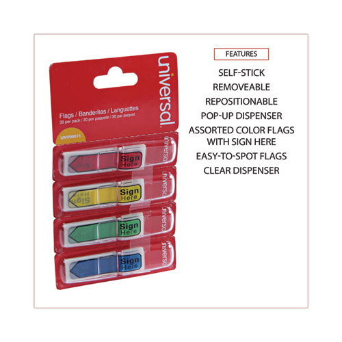 Picture of Deluxe Message Arrow Flags, "Sign Here", Assorted Colors, 120/Pack