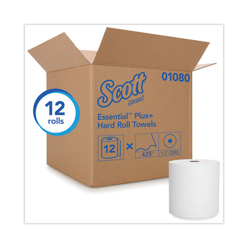 Picture of Hard Roll Paper Towels with Premium Absorbency Pockets, 1-Ply, 8" x 425 ft, 1.5" Core, White, 12 Rolls/Carton