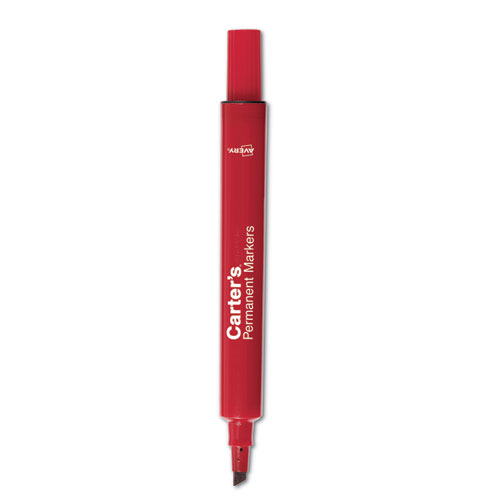 Picture of Large Desk Style Permanent Marker, Broad Chisel Tip, Red, Dozen