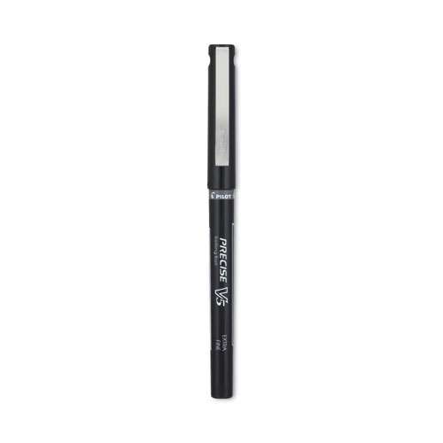 Picture of Precise V5 Roller Ball Pen, Stick, Extra-Fine 0.5 mm, Black Ink, Black/Clear Barrel, Dozen