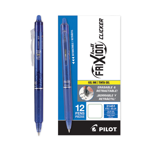 Picture of FriXion Clicker Erasable Gel Pen, Retractable, Fine 0.7 mm, Blue Ink, Blue Barrel