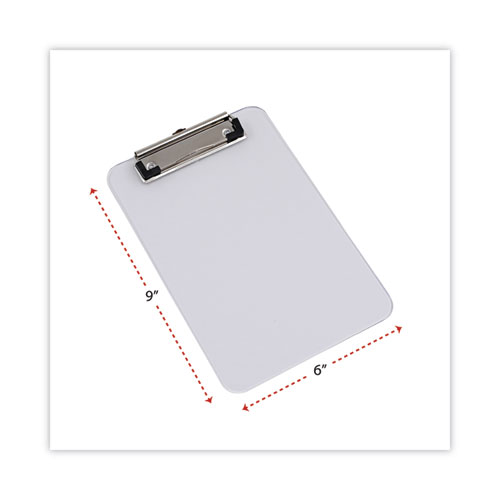 Picture of Plastic Clipboard with Low Profile Clip, 0.5" Clip Capacity, Holds 5 x 8 Sheets, Clear
