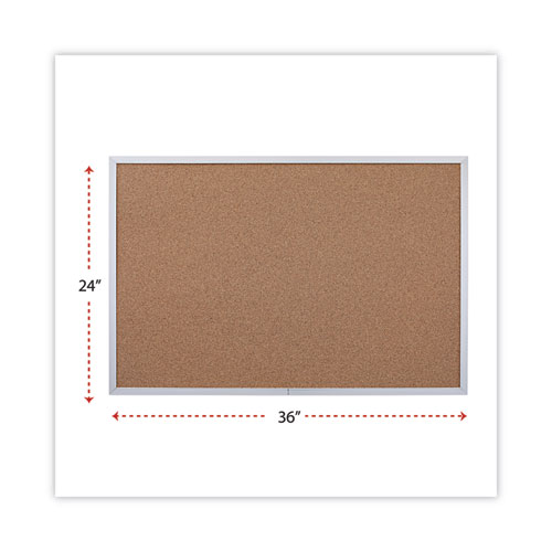 Picture of Cork Bulletin Board, 36" x 24", Tan Surface, Satin Aluminum Frame