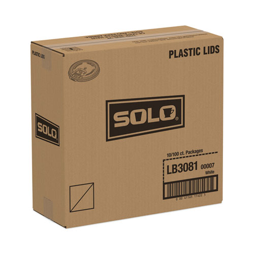 Picture of Lift Back and Lock Tab Lids for Paper Cups, Fits 8 oz Cups, White, 100/Sleeve, 10 Sleeves/Carton