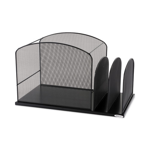 Picture of Onyx Mesh Desktop Hanging File With Two Upright Sections, 3 Sections, Letter Size, 11.5" Long, Black