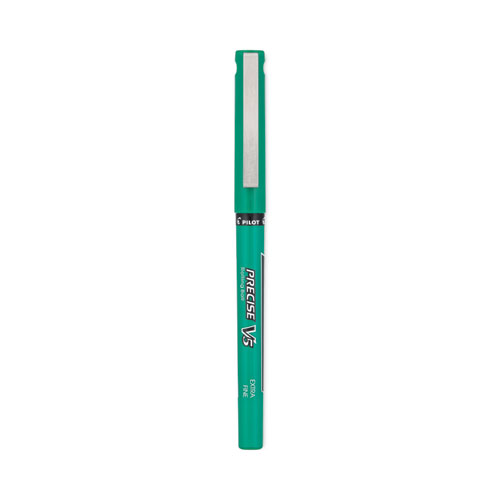 Picture of Precise V5 Roller Ball Pen, Stick, Extra-Fine 0.5 mm, Green Ink, Green/Clear Barrel, Dozen