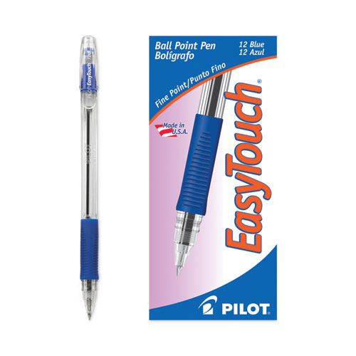 Picture of EasyTouch Ballpoint Pen, Stick, Fine 0.7 mm, Blue Ink, Clear/Blue Barrel, Dozen