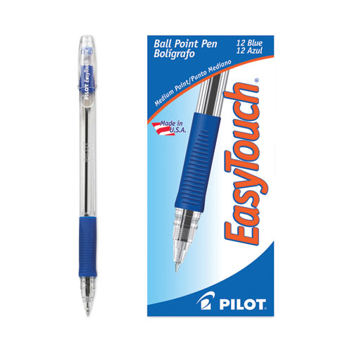 Picture of EasyTouch Ballpoint Pen, Stick, Medium 1 mm, Blue Ink, Clear Barrel, Dozen
