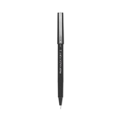 Picture of Razor Point II Super Fine Line Porous Point Pen, Stick, Ultra-Fine 0.2 mm, Black Ink, Black Barrel, Dozen