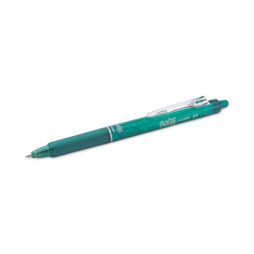 Picture of FriXion Clicker Erasable Gel Pen, Retractable, Fine 0.7 mm, Green Ink, Green Barrel, Dozen