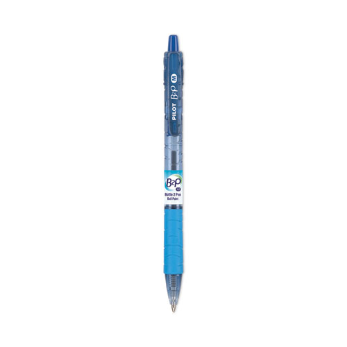 B2p+Bottle-2-Pen+Recycled+Ballpoint+Pen%2C+Retractable%2C+Medium+1+Mm%2C+Blue+Ink%2C+Translucent+Blue+Barrel%2C+Dozen