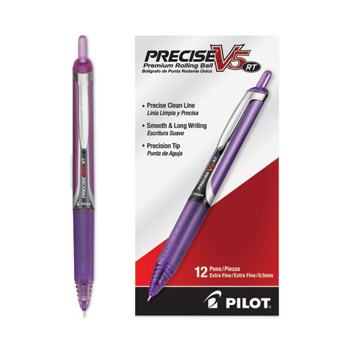 Picture of Precise V5RT Roller Ball Pen, Retractable, Extra-Fine 0.5 mm, Purple Ink, Purple Barrel