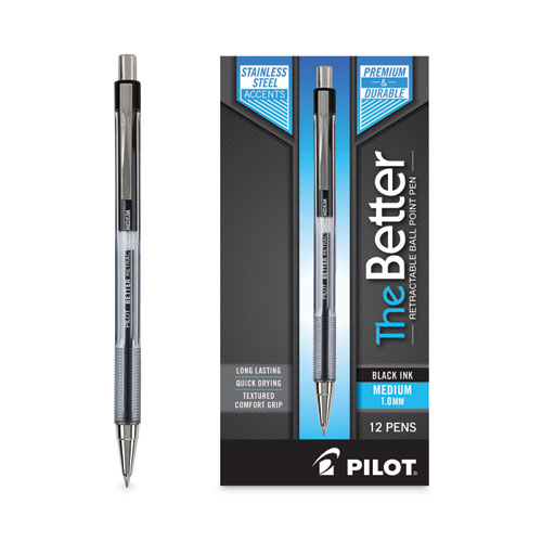 Picture of Better Ballpoint Pen, Retractable, Medium 1 mm, Black Ink, Smoke Barrel, Dozen