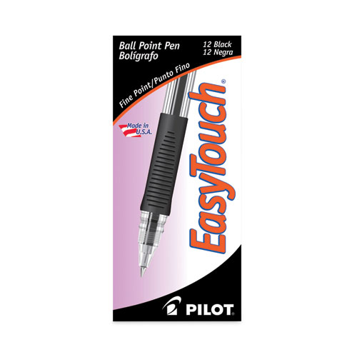 Picture of EasyTouch Ballpoint Pen, Stick, Fine 0.7 mm, Black Ink, Clear/Black Barrel, Dozen