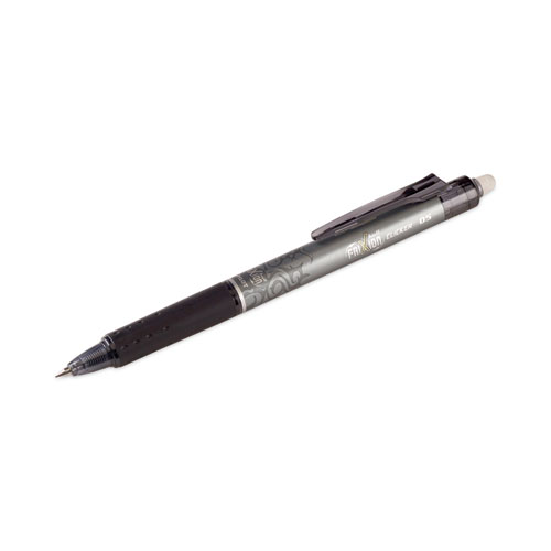 Picture of FriXion Clicker Erasable Gel Pen, Retractable, Extra-Fine 0.5 mm, Black Ink, Black Barrel, Dozen