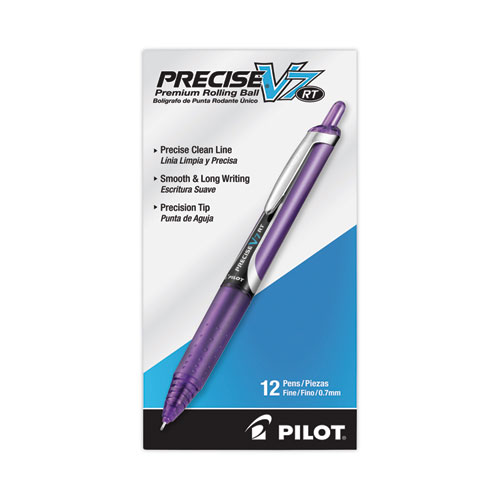 Picture of Precise V7RT Roller Ball Pen, Retractable, Fine 0.7 mm, Purple Ink, Purple Barrel