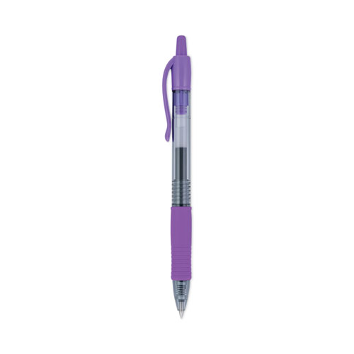 Picture of G2 Premium Gel Pen, Retractable, Extra-Fine 0.5 mm, Purple Ink, Smoke/Purple Barrel, Dozen