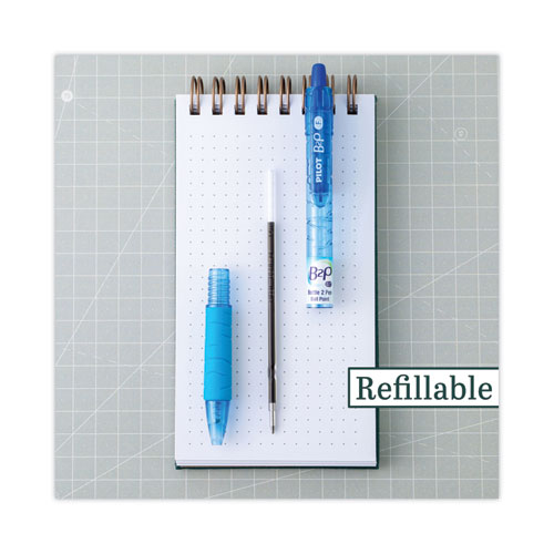 Picture of B2P Bottle-2-Pen Recycled Ballpoint Pen, Retractable, Fine 0.7 mm, Blue Ink, Translucent Blue Barrel, Dozen