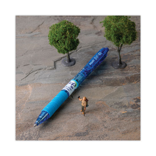 Picture of B2P Bottle-2-Pen Recycled Ballpoint Pen, Retractable, Medium 1 mm, Blue Ink, Translucent Blue Barrel, Dozen