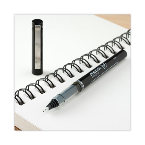 Picture of Precise V7 Roller Ball Pen, Stick, Fine 0.7 mm, Black Ink, Black/Clear Barrel, Dozen