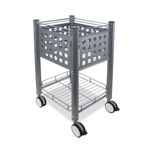 Picture of Sidekick File Cart, Metal, 1 Shelf, 1 Bin, 13.75" x 15.5" x 26.25", Matte Gray