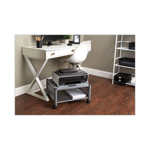 Picture of Underdesk Machine Stand, Metal, 2 Shelves, 90 lb Capacity, 21.5" x 17.88" x 11.5", Matte Gray