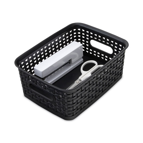 Picture of Plastic Weave Bin, Small, 10" x 7.5" x 4", Black