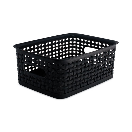 Picture of Plastic Weave Bin, Small, 10" x 7.5" x 4", Black