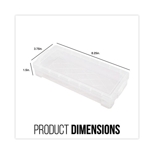 Picture of Super Stacker Pencil Box, Plastic, 8.25 x 3.75 x 1.5, Clear