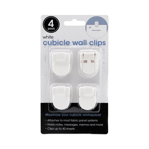 Picture of Wall Clips for Fabric Panels, 40 Sheet Capacity, White, 4/Pack