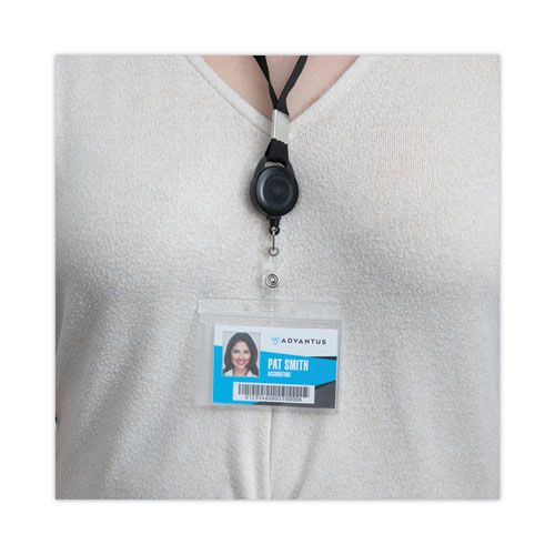 Picture of Frosted One-Card Rigid Badge Holders, Horizontal, Frosted 3.68" x 2.75" Holder, 3.38" x 2.13" Insert, 25/Box