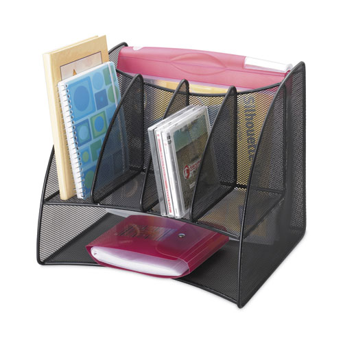 Picture of Onyx Mesh Corner Organizer, Six Sections, 15 x 11 x 13, Black