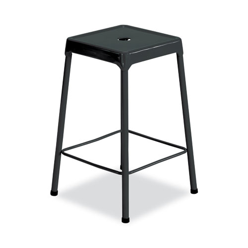 Picture of Counter-Height Steel Stool, Backless, Supports Up to 250 lb, 25" Seat Height, Black