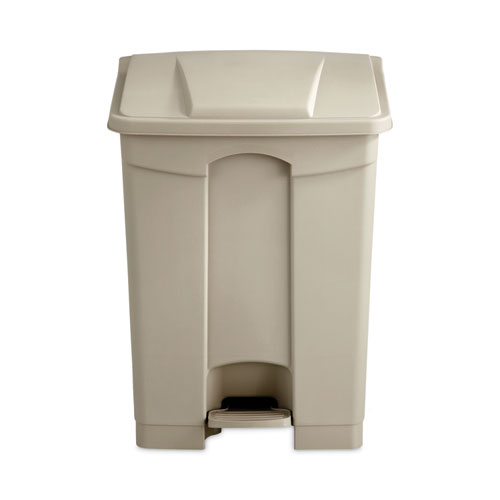 Picture of Large Capacity Plastic Step-On Receptacle, 17 gal, Plastic, Tan